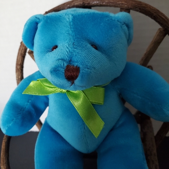 Blue Teddy Bear Plush with Stitched Nose Stuffed NOT a Toy L👀K - Picture 2 of 5